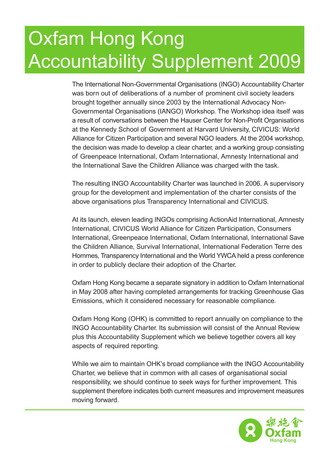 Oxfam HK Accountability Supplement